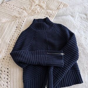 INTERMIX Dark Blue Turtleneck Sweater